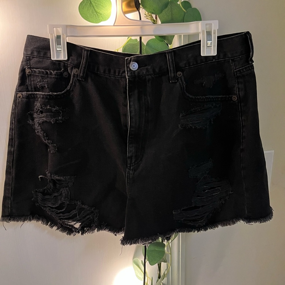American eagle black jean shorts - high waisted mom jean shorts